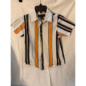 Street Rules Boys Short Sleeve vintage 90s Y2KShirt Orange Navy Stripe  Sz 8